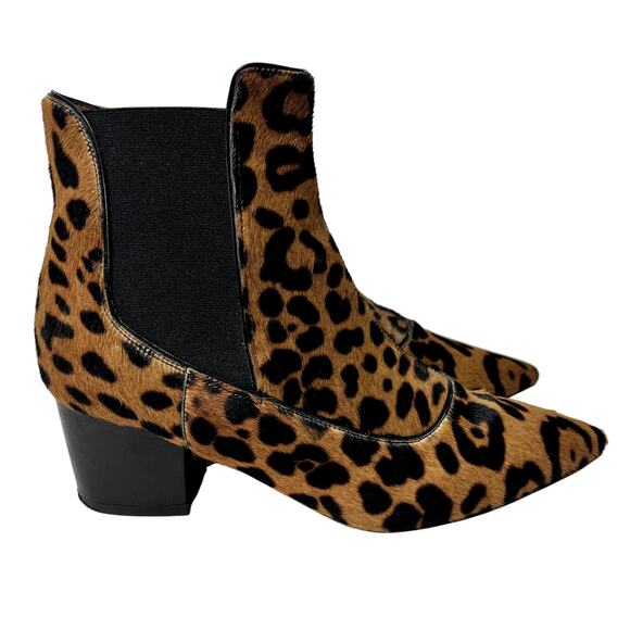 Tabitha Simmons Chelsea Boots Womens 7 Shadow Leopard Print Calf Hair Brown - Picture 5 of 16